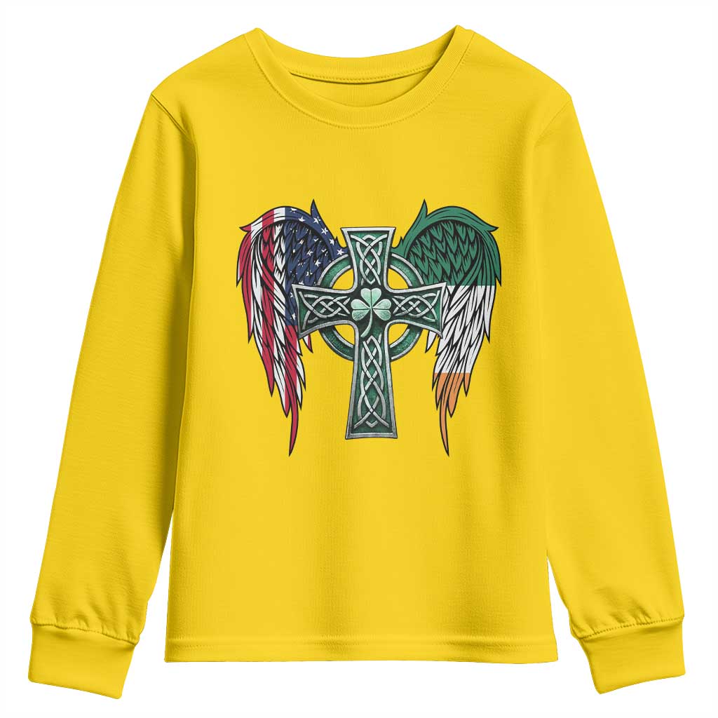 Patriotic Irish American Cross Youth Sweatshirt St Patricks Day Religious Gift TS12 Daisy Print Your Wear