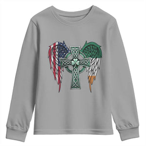 Patriotic Irish American Cross Youth Sweatshirt St Patricks Day Religious Gift TS12 Sport Gray Print Your Wear