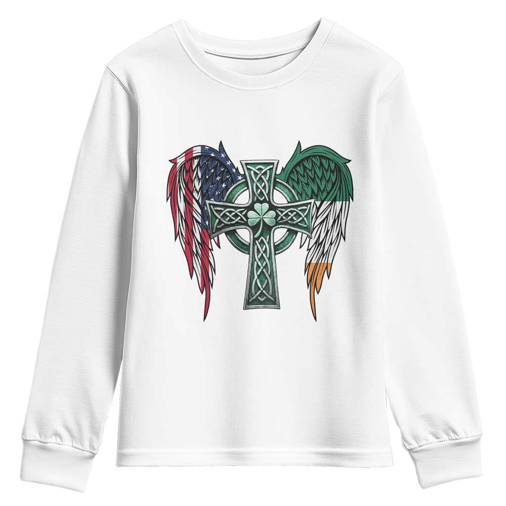 Patriotic Irish American Cross Youth Sweatshirt St Patricks Day Religious Gift TS12 White Print Your Wear