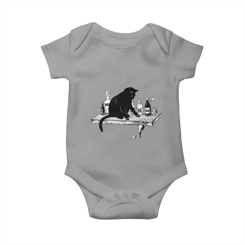 No Kings No Wars No Ice Cat Baby Onesie Political Humor Gift TS12 Sport Gray Print Your Wear