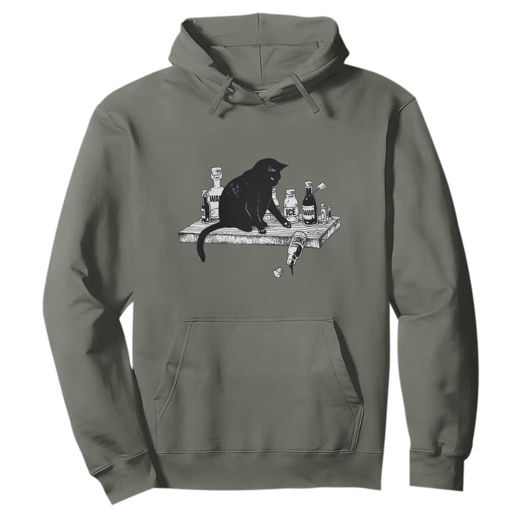 No Kings No Wars No Ice Cat Hoodie Political Humor Gift TS12 Military Green Print Your Wear