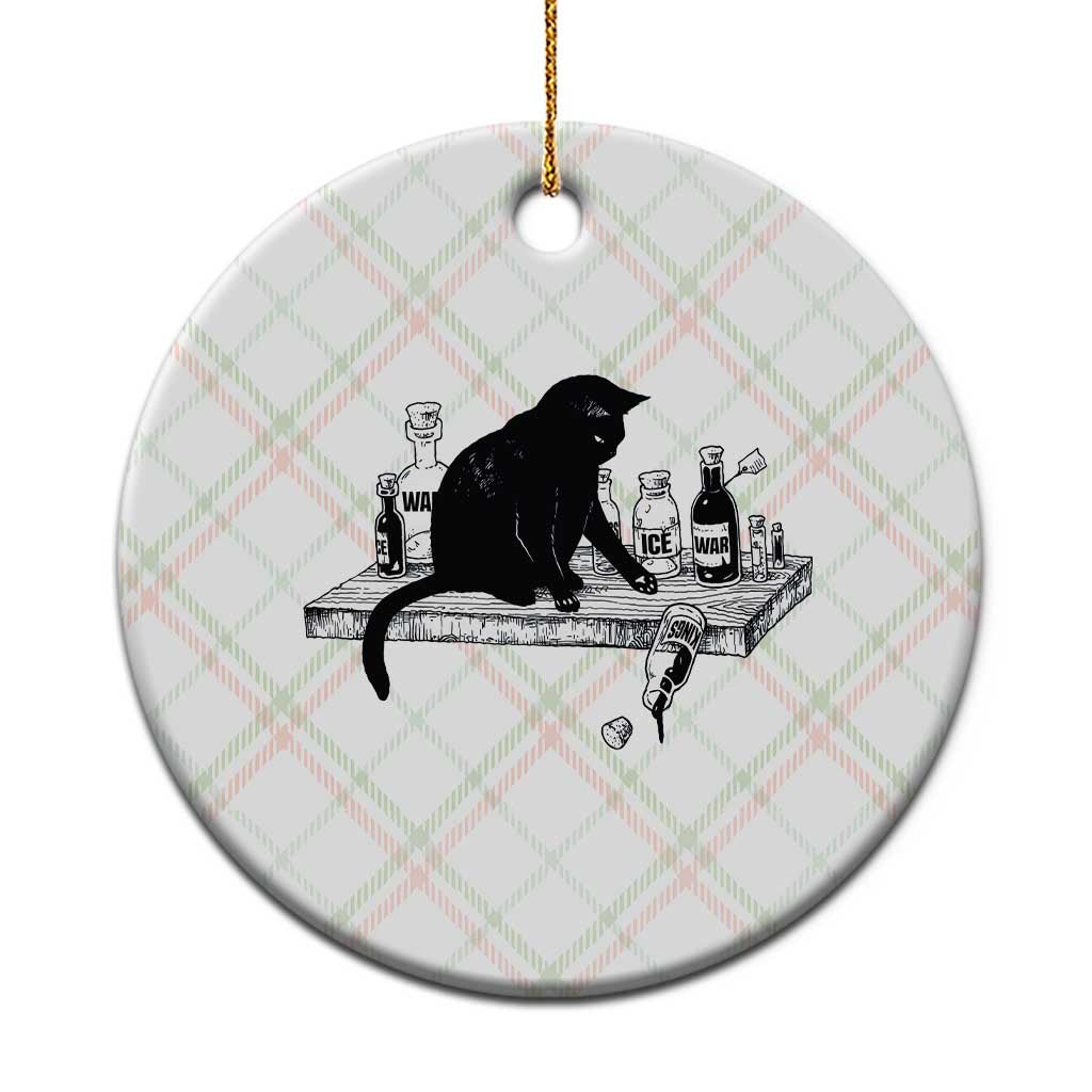 No Kings No Wars No Ice Cat Ceramic Ornament Political Humor Gift TS12 1pc Christmas Plaid Print Your Wear