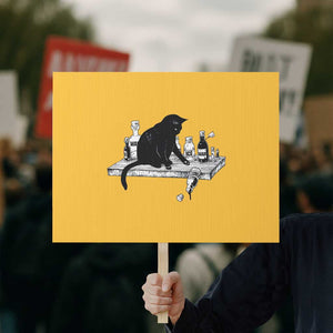 No Kings No Wars No Ice Cat Protest Sign Political Humor Gift TS12 Horizontal 18" × 24" Yellow Print Your Wear