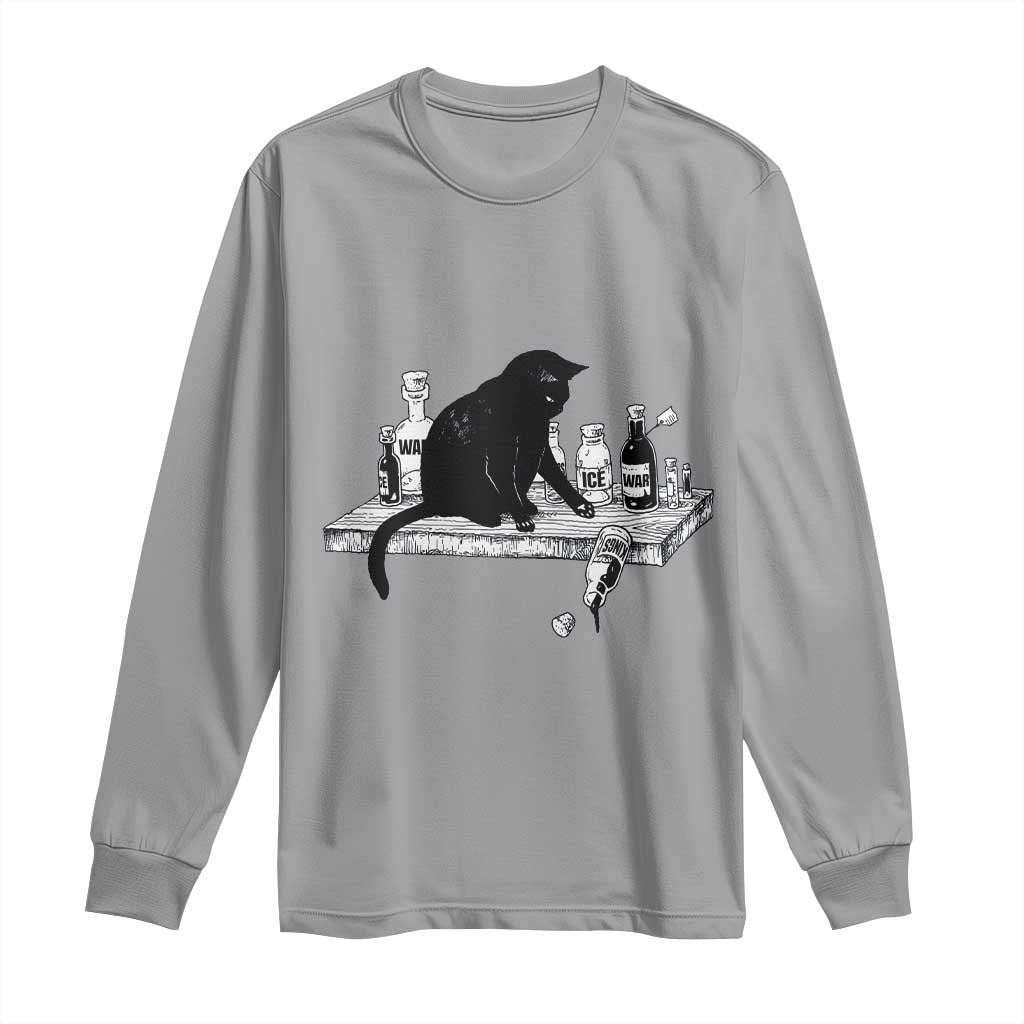 No Kings No Wars No Ice Cat Long Sleeve Shirt Political Humor Gift TS12 Sport Gray Print Your Wear