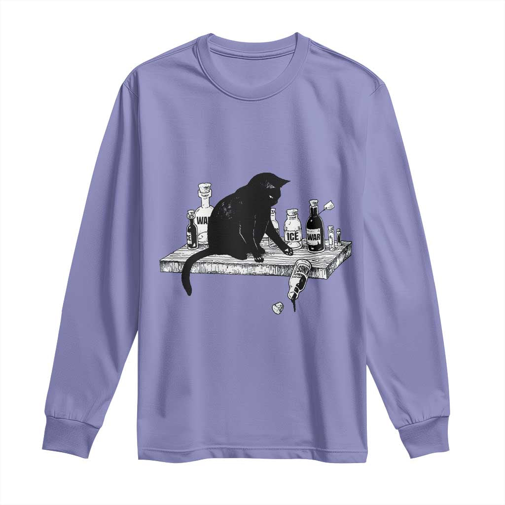 No Kings No Wars No Ice Cat Long Sleeve Shirt Political Humor Gift TS12 Violet Print Your Wear
