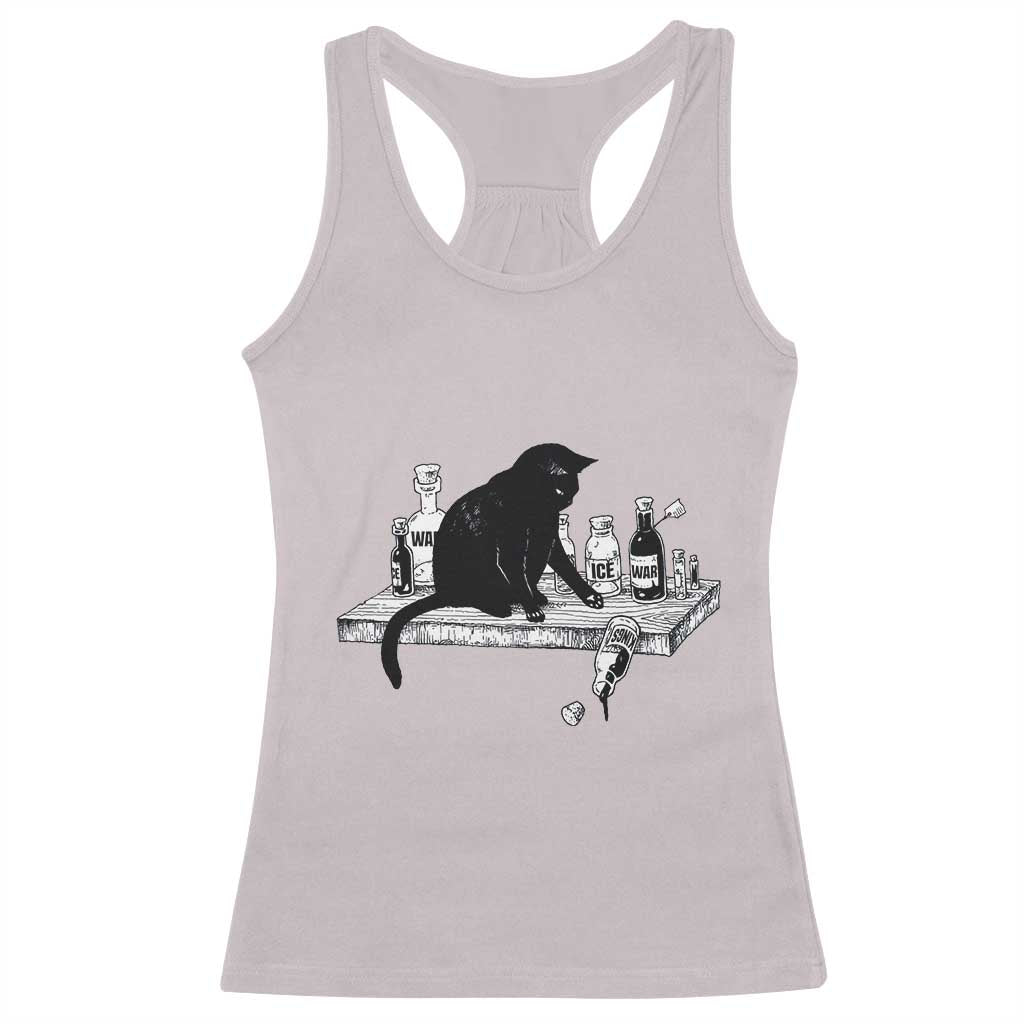 No Kings No Wars No Ice Cat Racerback Tank Top Political Humor Gift TS12 Ice Gray Print Your Wear