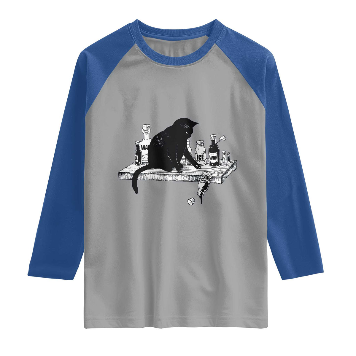 No Kings No Wars No Ice Cat Raglan Shirt Political Humor Gift TS12 Sport Gray Royal Print Your Wear
