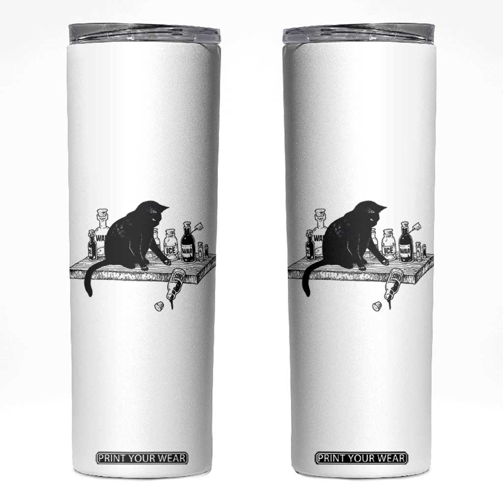 No Kings No Wars No Ice Cat Skinny Tumbler Political Humor Gift TS12 White Print Your Wear