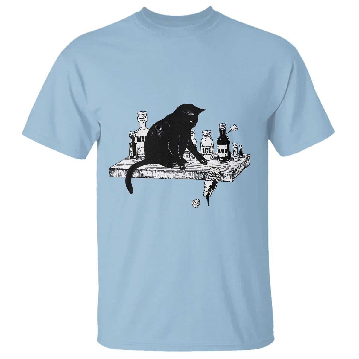 No Kings No Wars No Ice Cat T Shirt - Political Humor Gift Tee TS12 Light Blue Print Your Wear