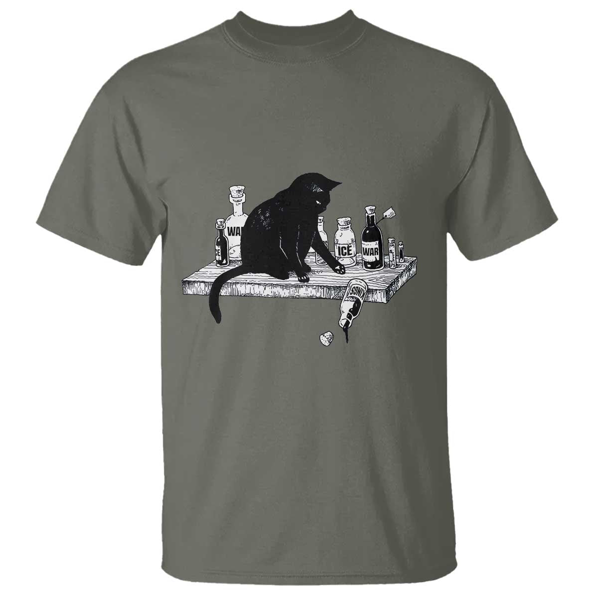 No Kings No Wars No Ice Cat T Shirt - Political Humor Gift Tee TS12 Military Green Print Your Wear