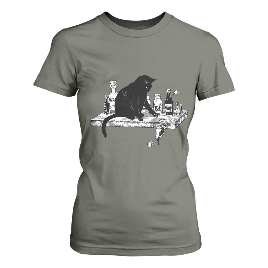 No Kings No Wars No Ice Cat T Shirt For Women Political Humor Gift TS12 Military Green Print Your Wear