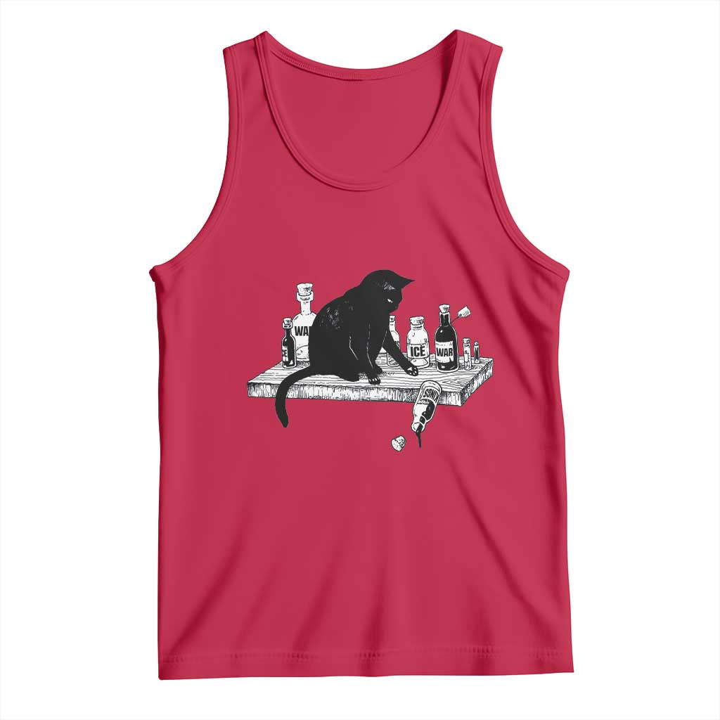 No Kings No Wars No Ice Cat Tank Top Political Humor Gift TS12 Red Print Your Wear
