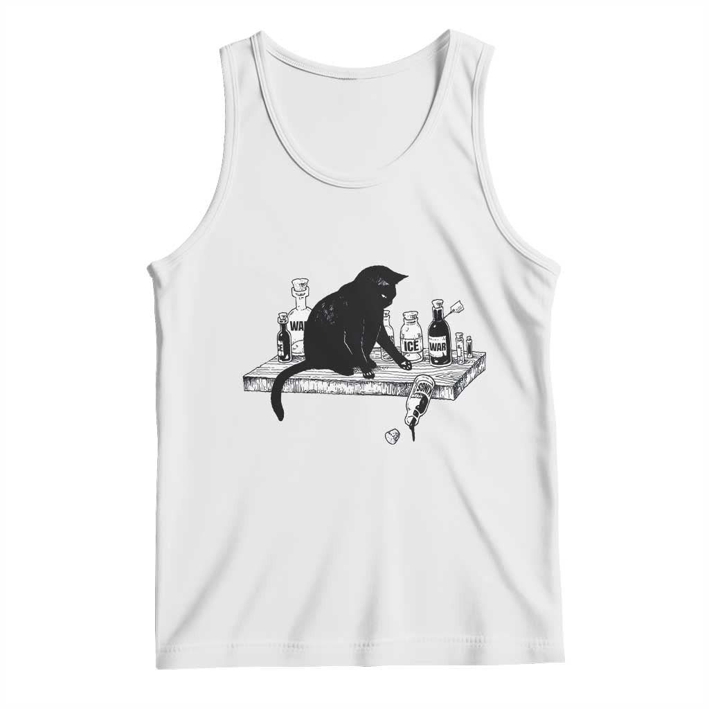 No Kings No Wars No Ice Cat Tank Top Political Humor Gift TS12 White Print Your Wear