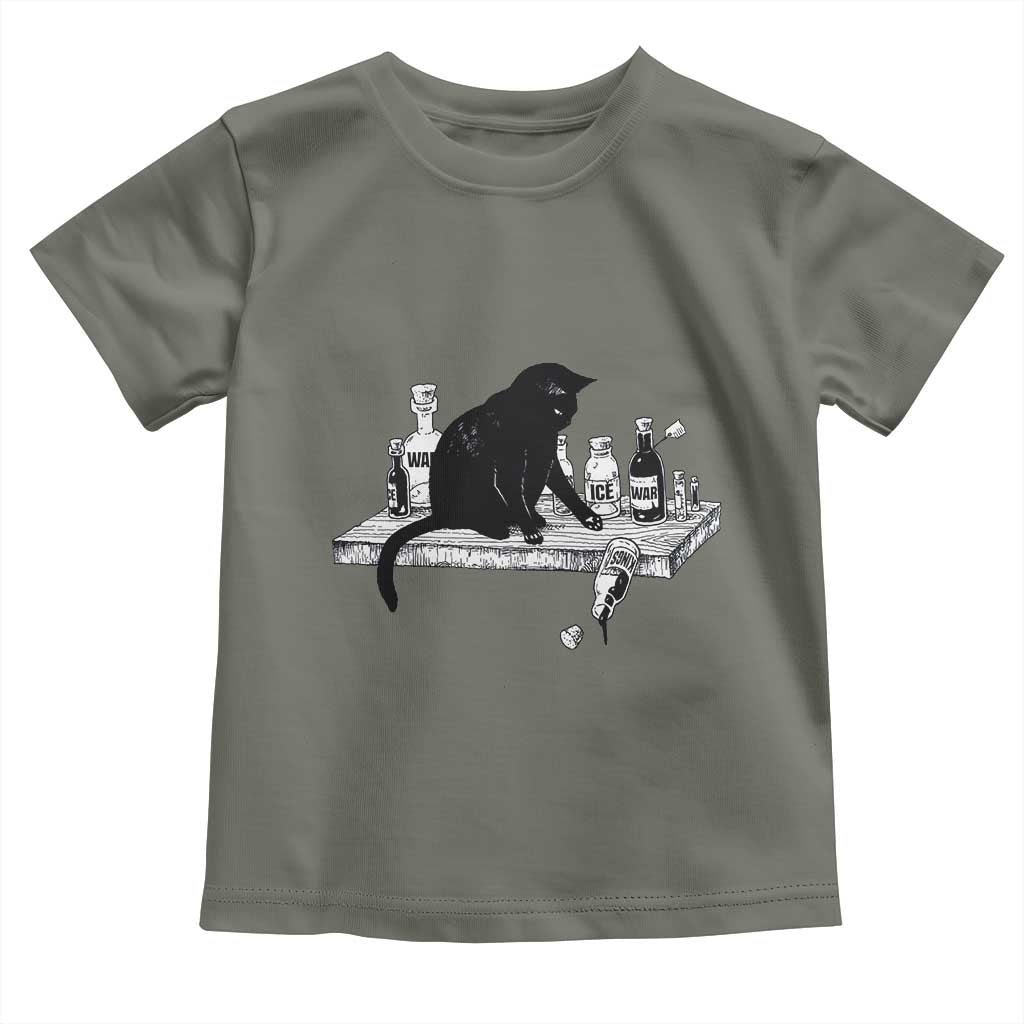 No Kings No Wars No Ice Cat Toddler T Shirt Political Humor Gift TS12 Military Green Print Your Wear