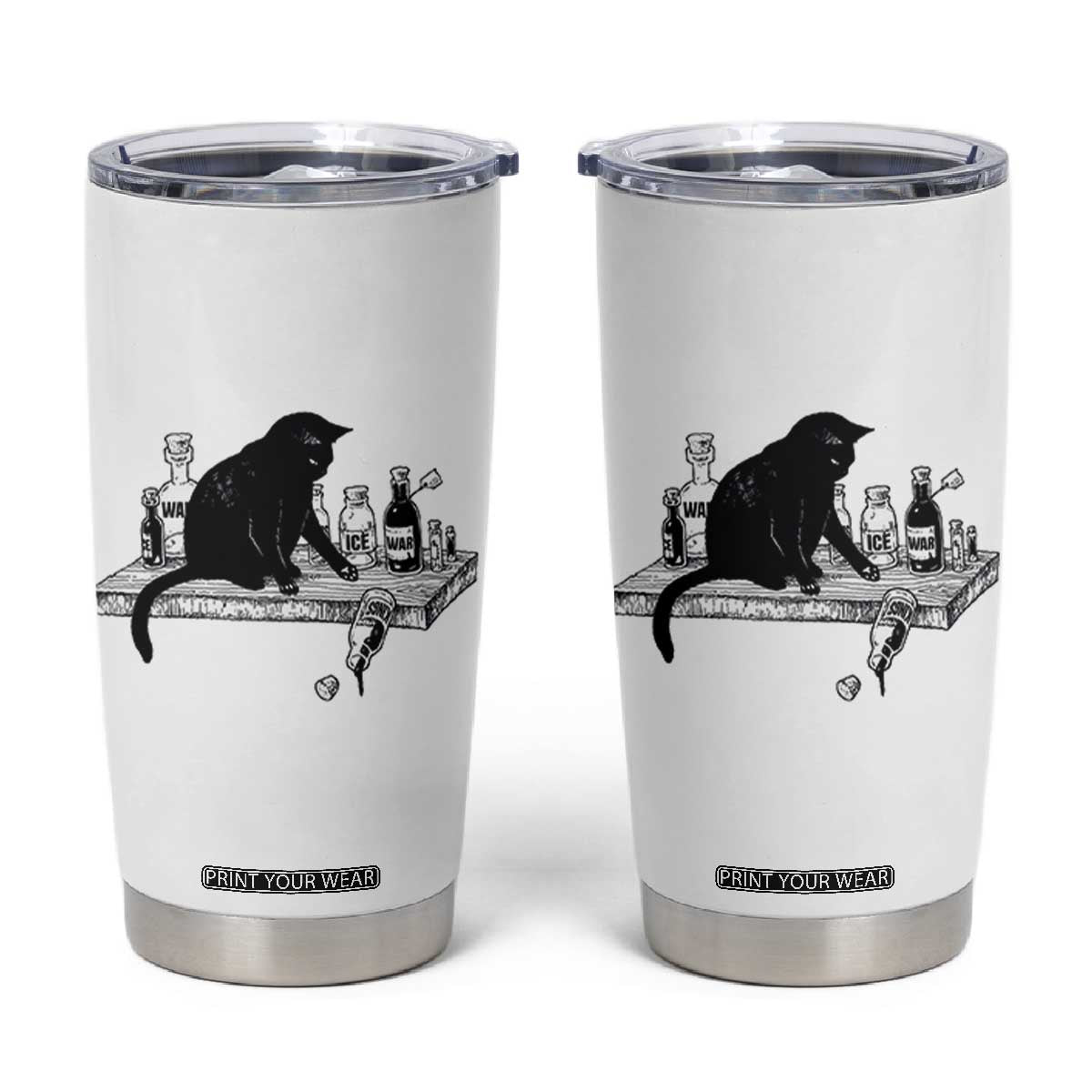 No Kings No Wars No Ice Cat Tumbler Cup Political Humor Gift TS12 White Print Your Wear