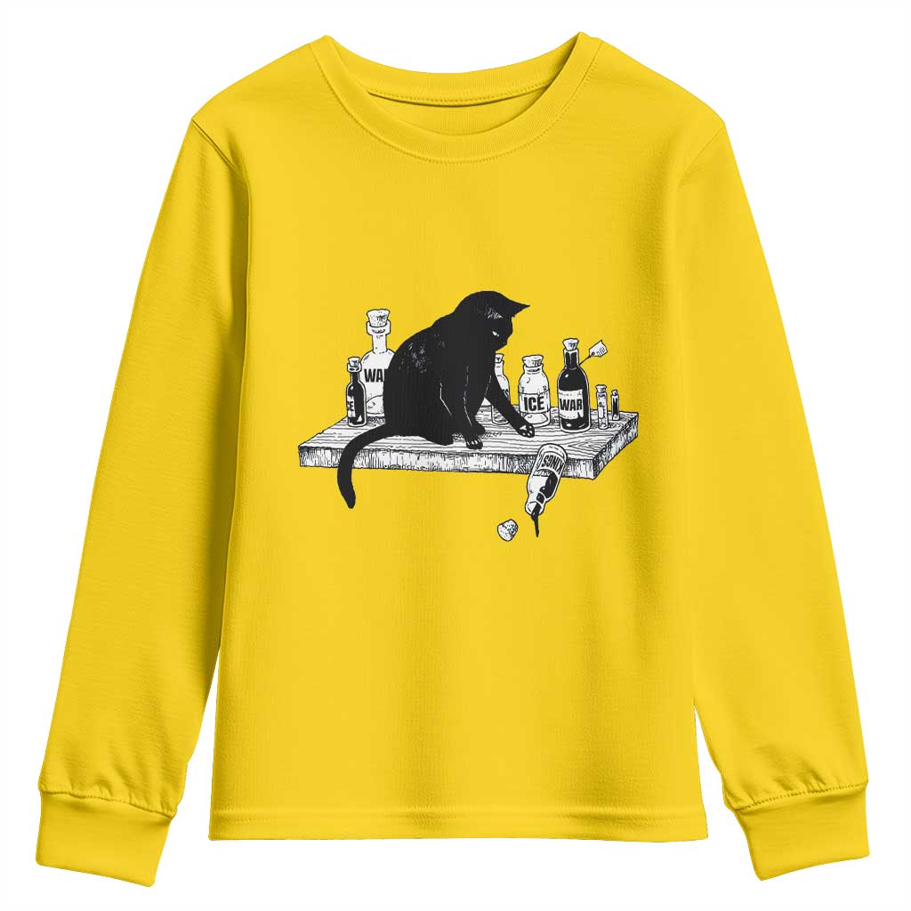 No Kings No Wars No Ice Cat Youth Sweatshirt Political Humor Gift TS12 Daisy Print Your Wear