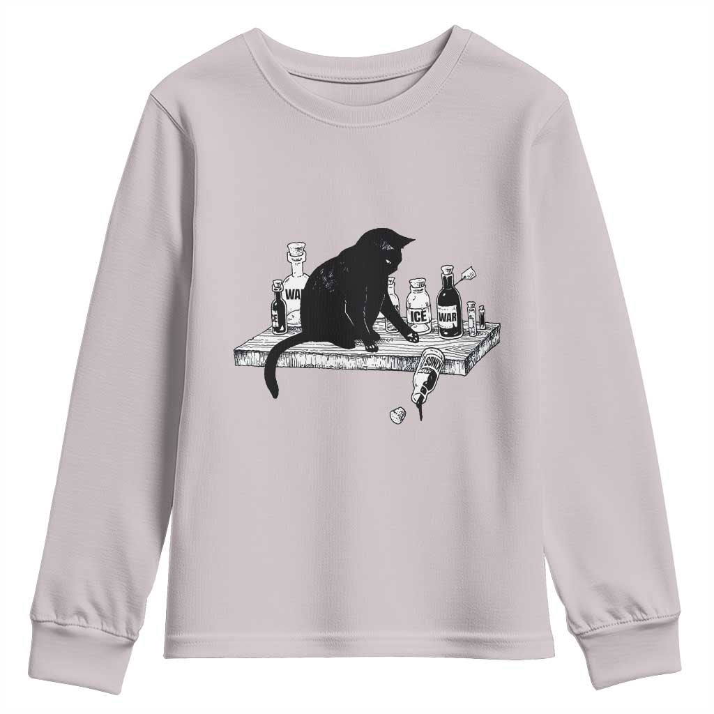 No Kings No Wars No Ice Cat Youth Sweatshirt Political Humor Gift TS12 Ice Gray Print Your Wear