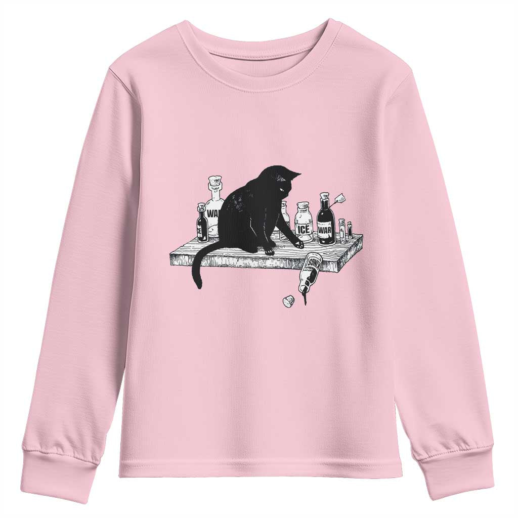 No Kings No Wars No Ice Cat Youth Sweatshirt Political Humor Gift TS12 Light Pink Print Your Wear