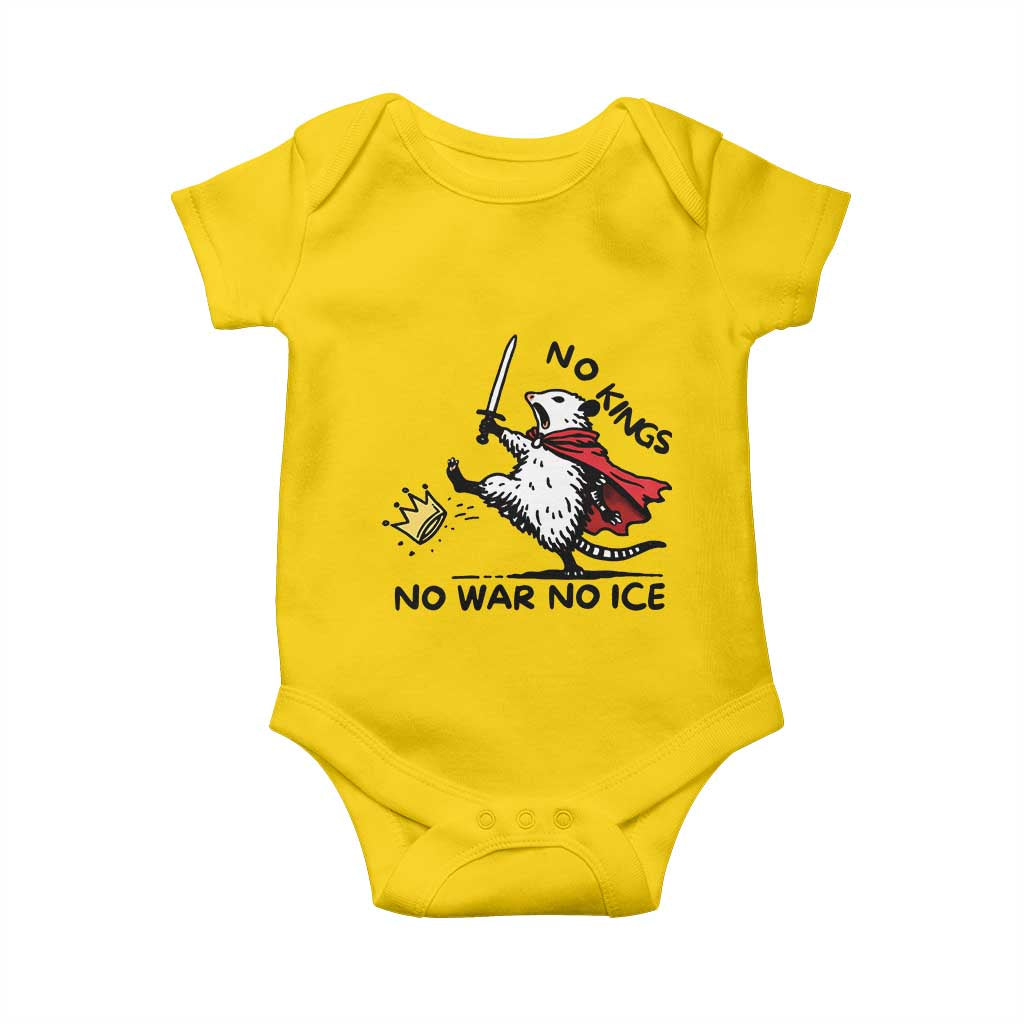 Funny Opossum Warrior Political Gift Baby Onesie No Kings No Wars No Ice TS12 Daisy Print Your Wear