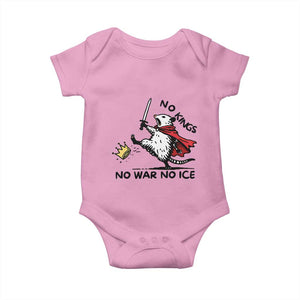 Funny Opossum Warrior Political Gift Baby Onesie No Kings No Wars No Ice TS12 Light Pink Print Your Wear