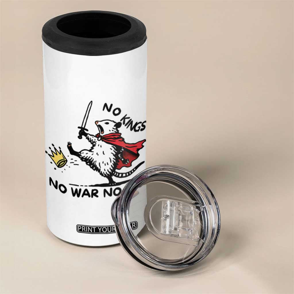 Funny Opossum Warrior Political Gift 4 in 1 Can Cooler Tumbler No Kings No Wars No Ice TS12 Print Your Wear