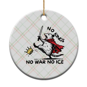 Funny Opossum Warrior Political Gift Ceramic Ornament No Kings No Wars No Ice TS12 1pc Christmas Plaid Print Your Wear