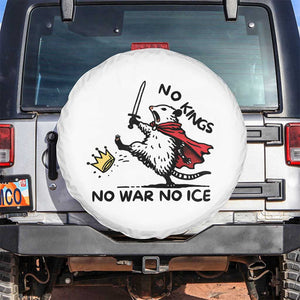 Funny Opossum Warrior Political Gift Spare Tire Cover No Kings No Wars No Ice TS12 No hole White Print Your Wear