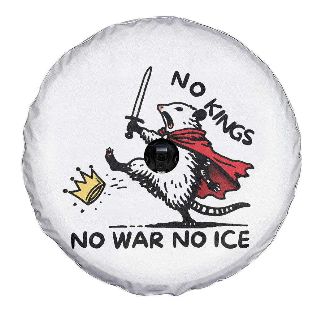 Funny Opossum Warrior Political Gift Spare Tire Cover No Kings No Wars No Ice TS12 Print Your Wear