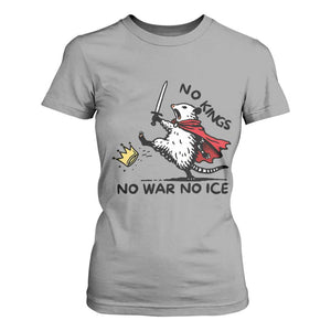 Funny Opossum Warrior Political Gift T Shirt For Women No Kings No Wars No Ice TS12 Sport Gray Print Your Wear