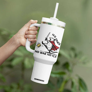 Funny Opossum Warrior Political Gift Tumbler With Handle No Kings No Wars No Ice TS12 Print Your Wear