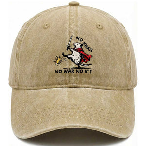 Funny Opossum Warrior Political Gift Washed Cotton Baseball Cap No Kings No Wars No Ice TS12 Print Your Wear