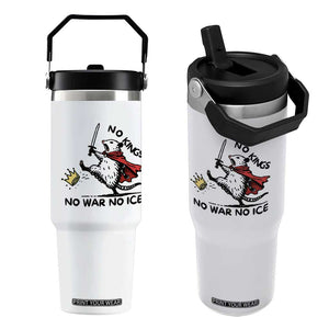 Funny Opossum Warrior Political Gift Flip Straw Tumbler No Kings No Wars No Ice TS12 One Size: 30 oz White Print Your Wear