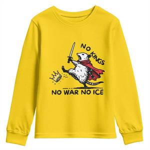Funny Opossum Warrior Political Gift Youth Sweatshirt No Kings No Wars No Ice TS12 Daisy Print Your Wear