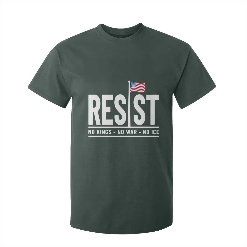 No Kings No Wars No Ice T Shirt For Kid Anti Trump Political TS12 Dark Forest Green Print Your Wear