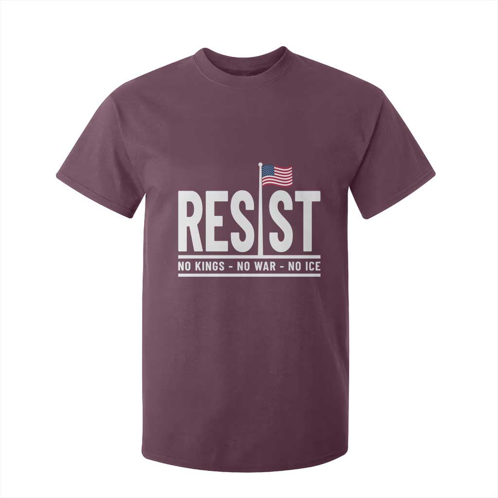 No Kings No Wars No Ice T Shirt For Kid Anti Trump Political TS12 Maroon Print Your Wear