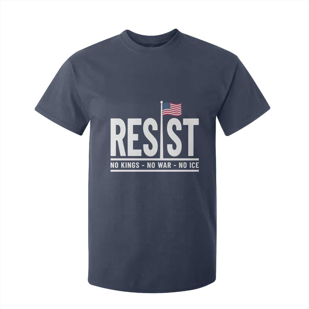No Kings No Wars No Ice T Shirt For Kid Anti Trump Political TS12 Navy Print Your Wear