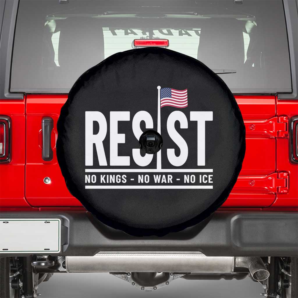 No Kings No Wars No Ice Spare Tire Cover Anti Trump Political TS12 Black Print Your Wear
