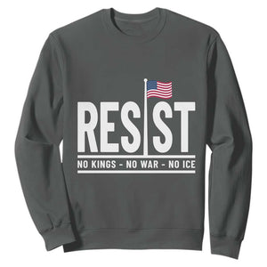 No Kings No Wars No Ice Sweatshirt Anti Trump Political TS12 Dark Heather Print Your Wear