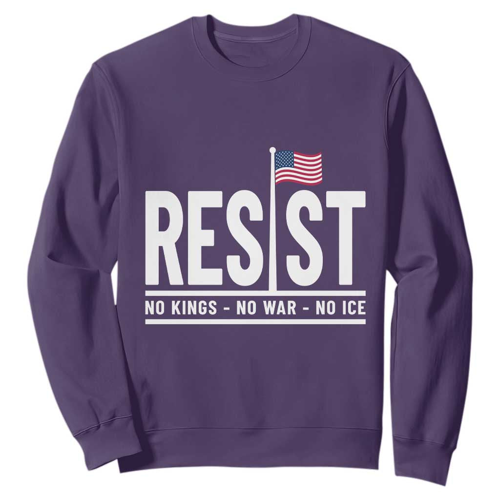 No Kings No Wars No Ice Sweatshirt Anti Trump Political TS12 Purple Print Your Wear