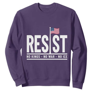 No Kings No Wars No Ice Sweatshirt Anti Trump Political TS12 Purple Print Your Wear