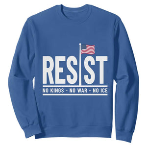No Kings No Wars No Ice Sweatshirt Anti Trump Political TS12 Royal Blue Print Your Wear