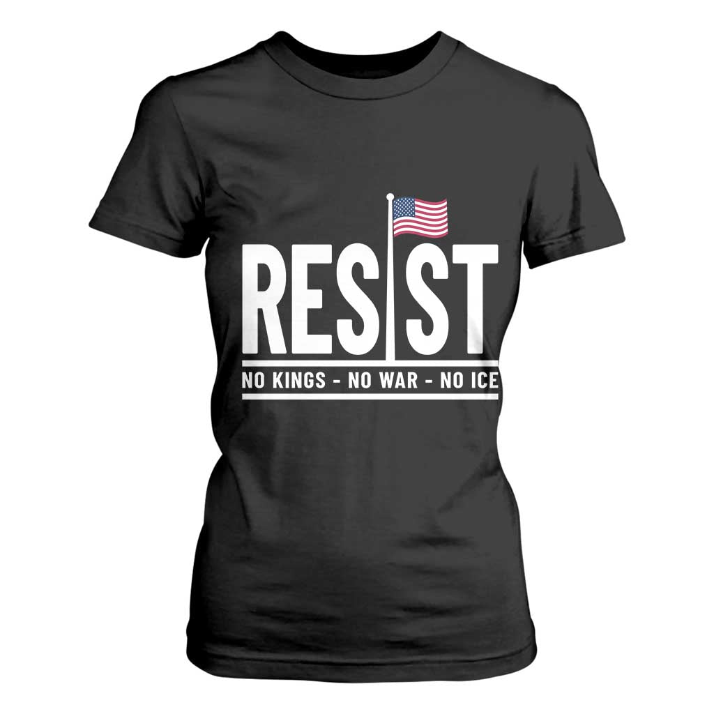 No Kings No Wars No Ice T Shirt For Women Anti Trump Political TS12 Black Print Your Wear