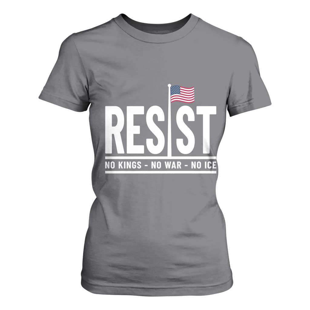 No Kings No Wars No Ice T Shirt For Women Anti Trump Political TS12 Charcoal Print Your Wear