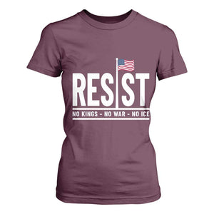 No Kings No Wars No Ice T Shirt For Women Anti Trump Political TS12 Maroon Print Your Wear