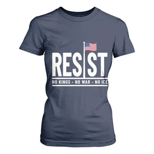 No Kings No Wars No Ice T Shirt For Women Anti Trump Political TS12 Navy Print Your Wear