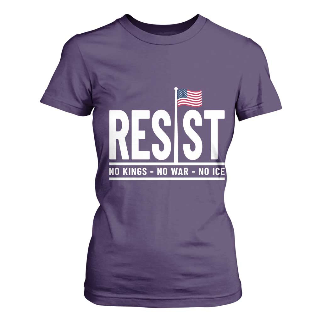 No Kings No Wars No Ice T Shirt For Women Anti Trump Political TS12 Purple Print Your Wear