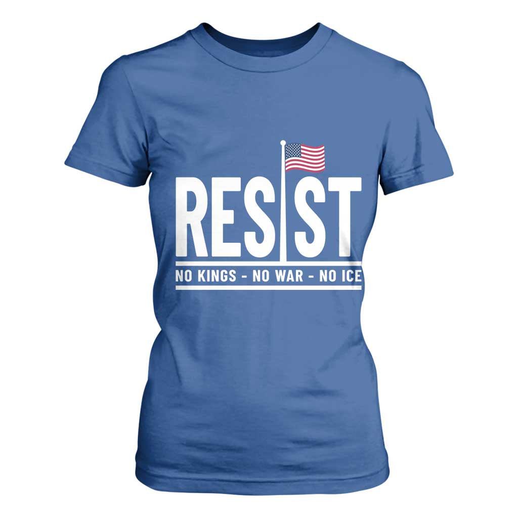 No Kings No Wars No Ice T Shirt For Women Anti Trump Political TS12 Royal Blue Print Your Wear