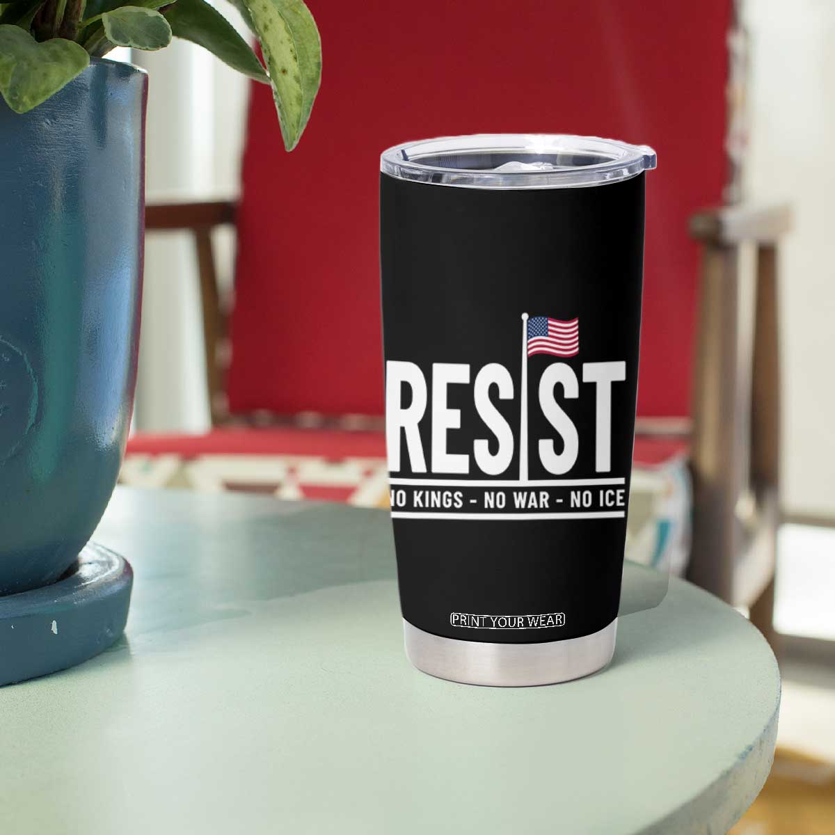 No Kings No Wars No Ice Tumbler Cup Anti Trump Political TS12 Print Your Wear