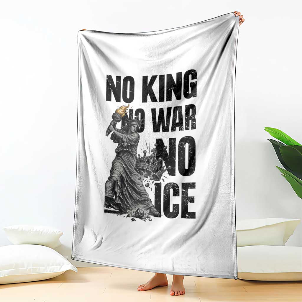 Statue Of Liberty Freedom Protest Throw Blanket No Kings No Wars No Ice TS12 Print Your Wear