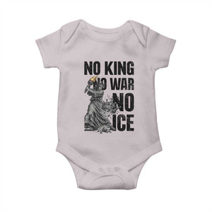 Statue Of Liberty Freedom Protest Baby Onesie No Kings No Wars No Ice TS12 Ice Gray Print Your Wear